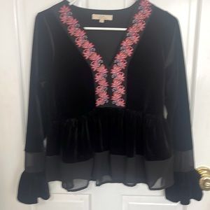 Chelsea & Violet black Velour Long Sleeved Top